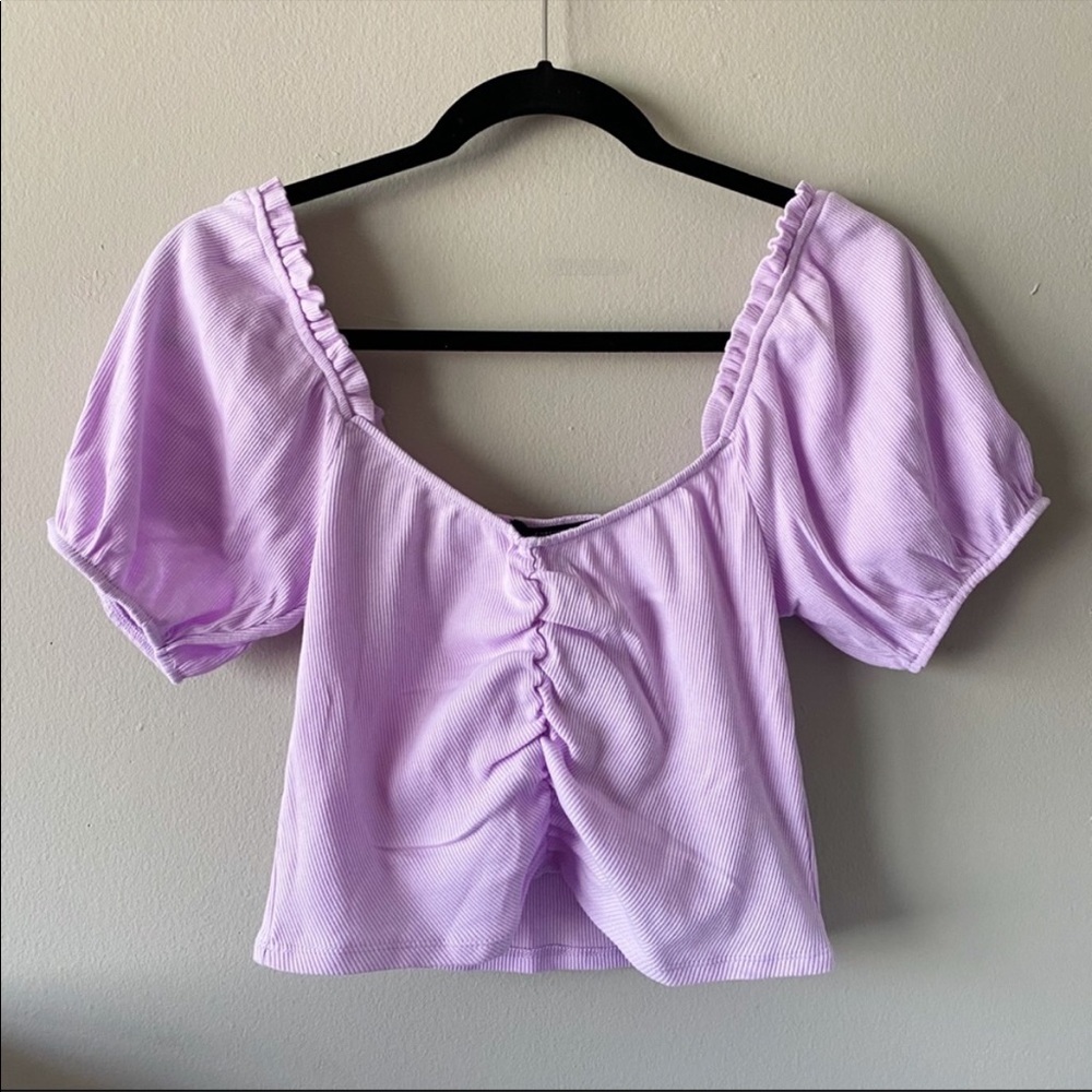 Puff sleeve ruched top